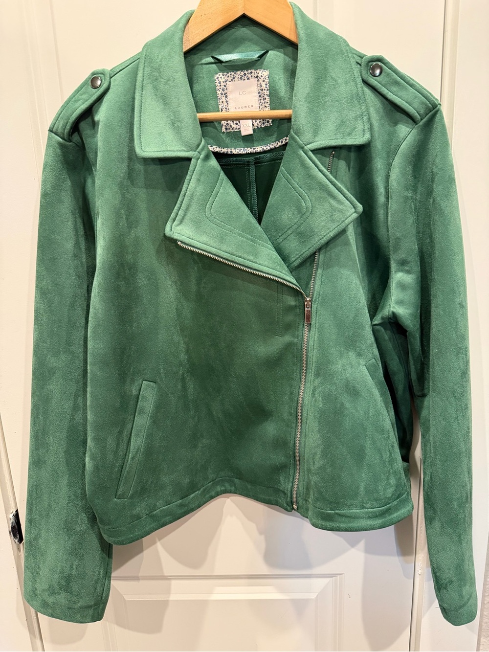 LC Lauren Conrad Emerald Green Suede Moto Jacket